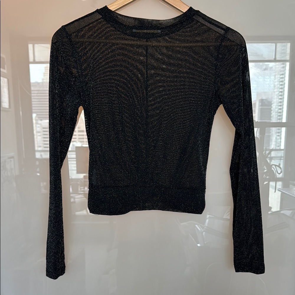 Black Fitted Crop Blouse with Long Sleeves - SIZE S - Never Worn! - Picture 4 of 7